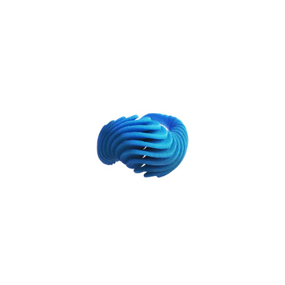 Blue gradient statement 3D printed nylon ring on a white background by Phase Jewellery