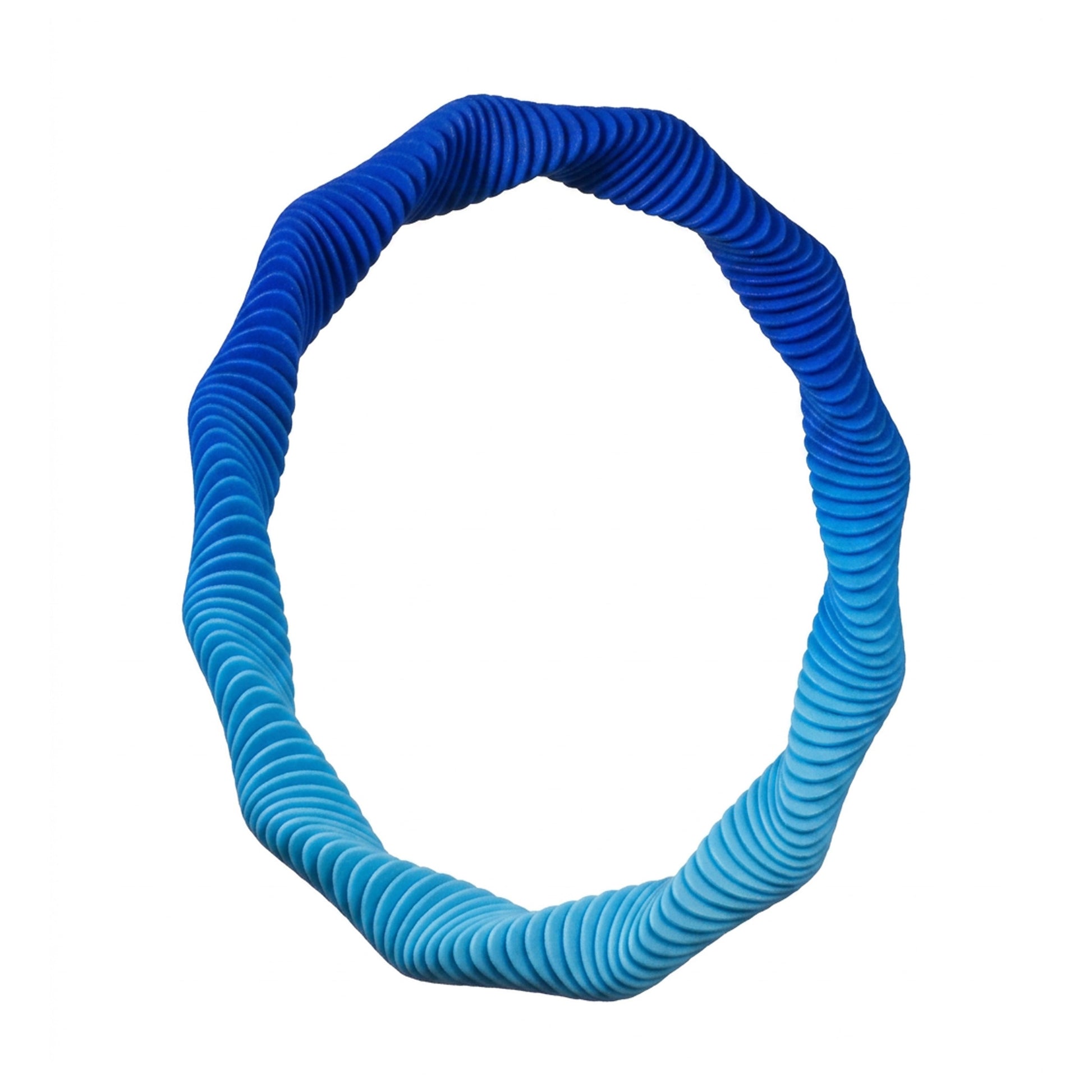 Blue gradient 3D printed collar necklace with wave form pattern by Phase Jewellery