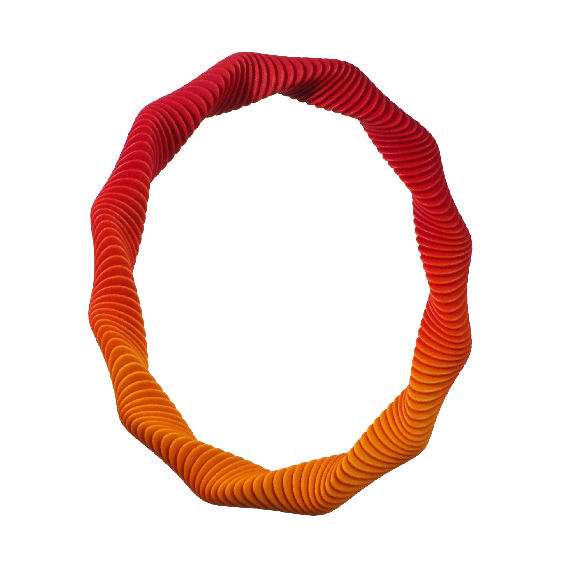 Yellow gradient 3D printed collar necklace with wave form pattern by Phase Jewellery